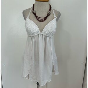 Linea Donatella Sexy Racer Back Embroidered Padded Chest BabyDoll Top